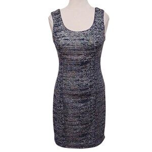 Forever 21 Contemporary Metallic Silver/Navy Bodycon Cocktail Dress NEW- Sz. Med